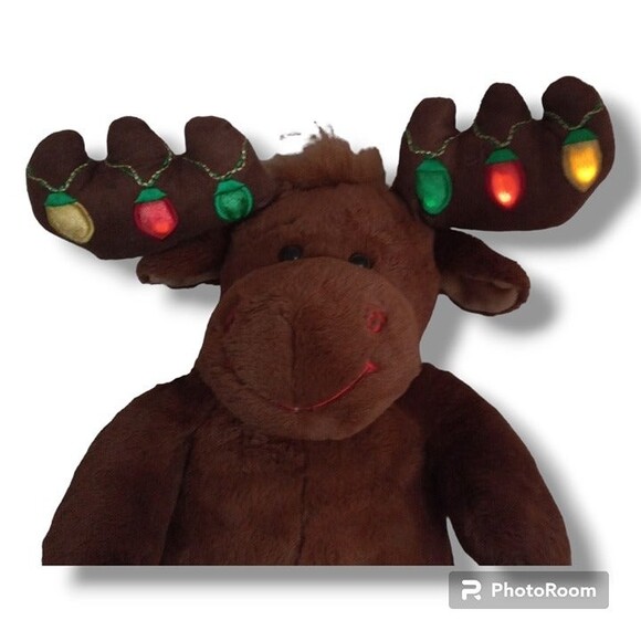 Build A Bear Hal The Moose Christmas Plush-Light Up Antlers-Working-Retired-18" - Picture 7 of 8